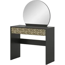 SCHMINKTISCH schwarz und gold 90 cm, Kosmetiktisch mit Spiegel