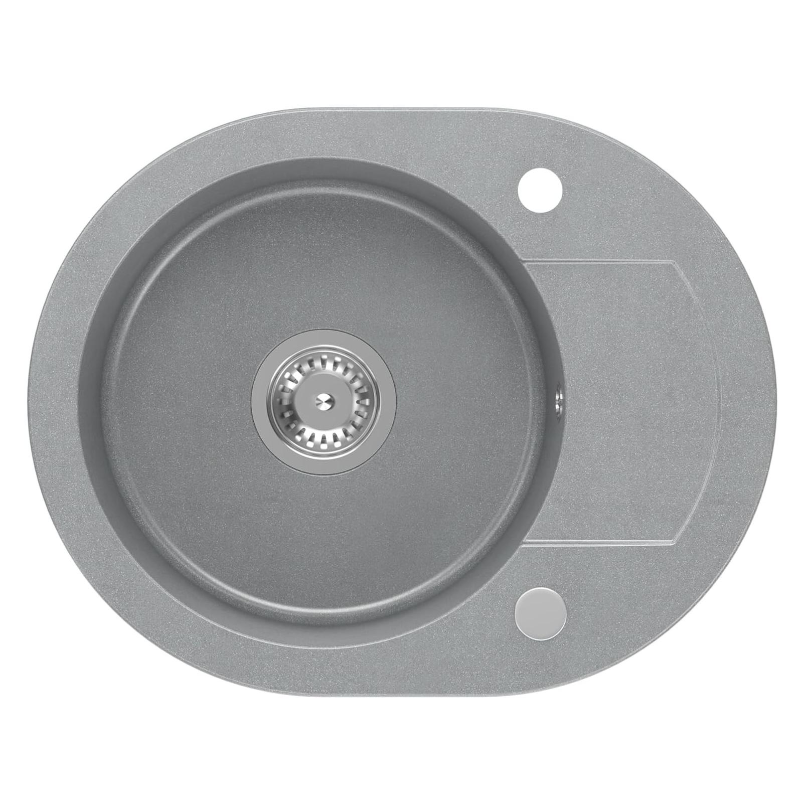 Steiner CUBA 216 Steingran gray granite sink 1 bowl without (58x46x17.5) with plug and drain (Einbauspüle, 58 cm) (HCQC5846)