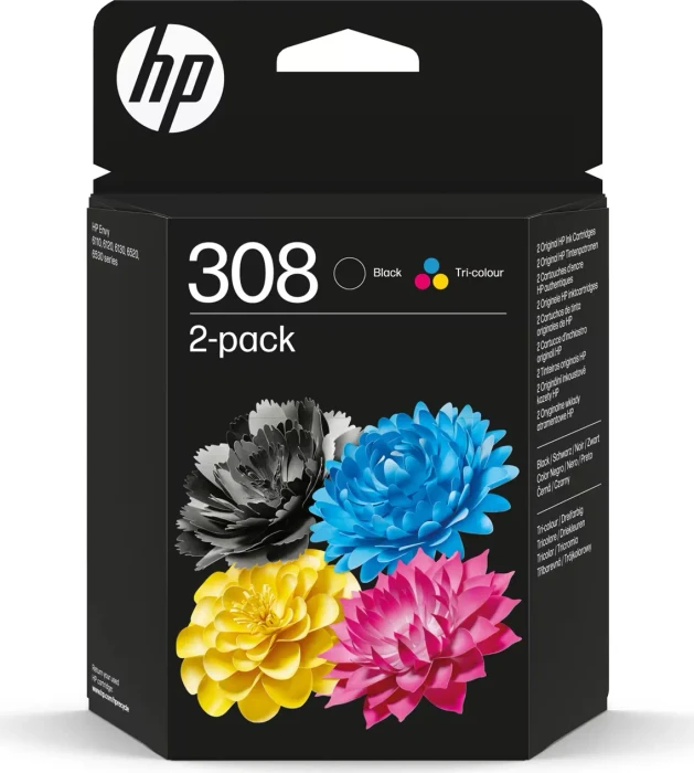 HP 308 BLACK/TRI-COLOR INK CARTRIDGE COMBO 2-PACK