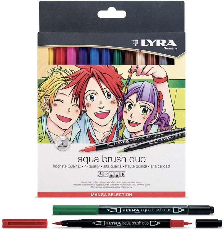 Etui 12 x marqueurs Lyra Aqua Brush Duo Manga