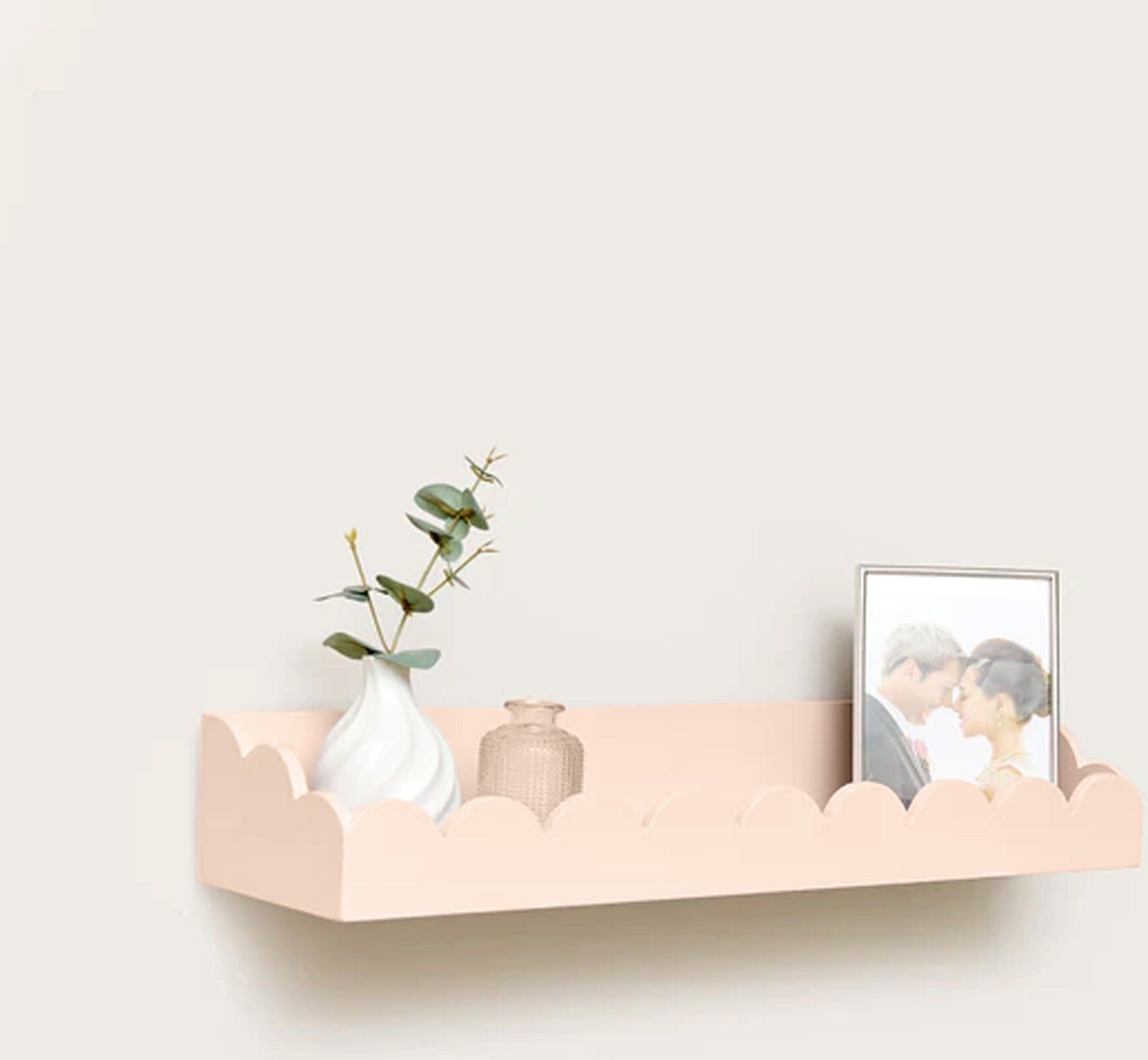 Large Pink Scalloped Wall Storage Shelf - 61cm Material: Home Decor & Accessories/Shelves & Storage