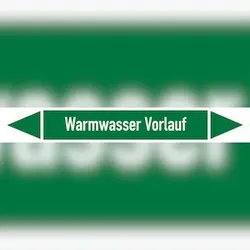 Rohrleitungskennzeichen Warmwasser Vorlauf - 187x26 mm Folie selbstklebend