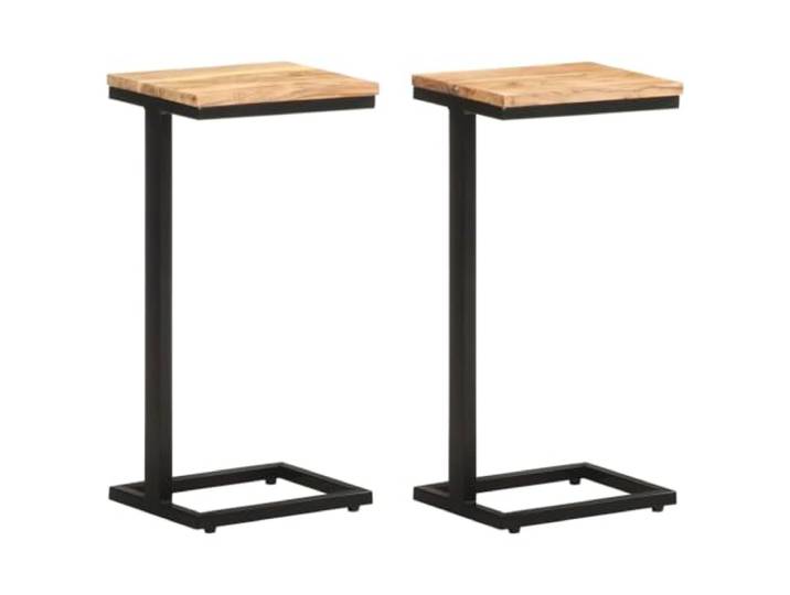 HEFZGDB Beistelltische 2 Stück 31,5x24,5x64,5 cm Massivholz Akazie mit pulverbeschichteten Eisenbeinen für Stabilität und Langlebigkeit als Wohnzimmer Tisch oder Nachttisch