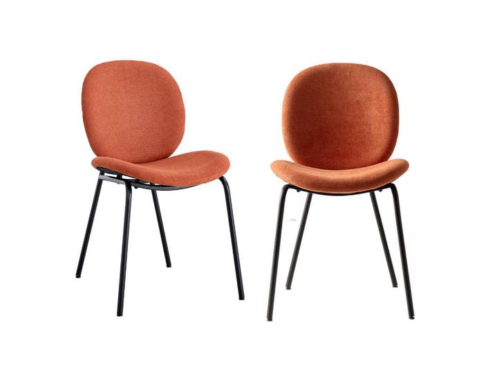 Calicosy Stühlen (Set aus 2) aus stoff mit schwarzen metallbeinen - cori 45/58/47 cm, Orange, Textil, 58x47x45 cm, Esszimmer, Stuhl