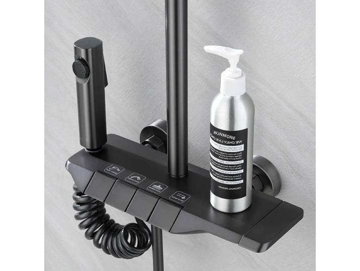 Ensemble de douche de salle de bains noir, touches de Piano, système de douche antirouille ABS, baignoire murale, mélangeur chaud et froid, robinet de douche de pluie Accessoires de salle de bains