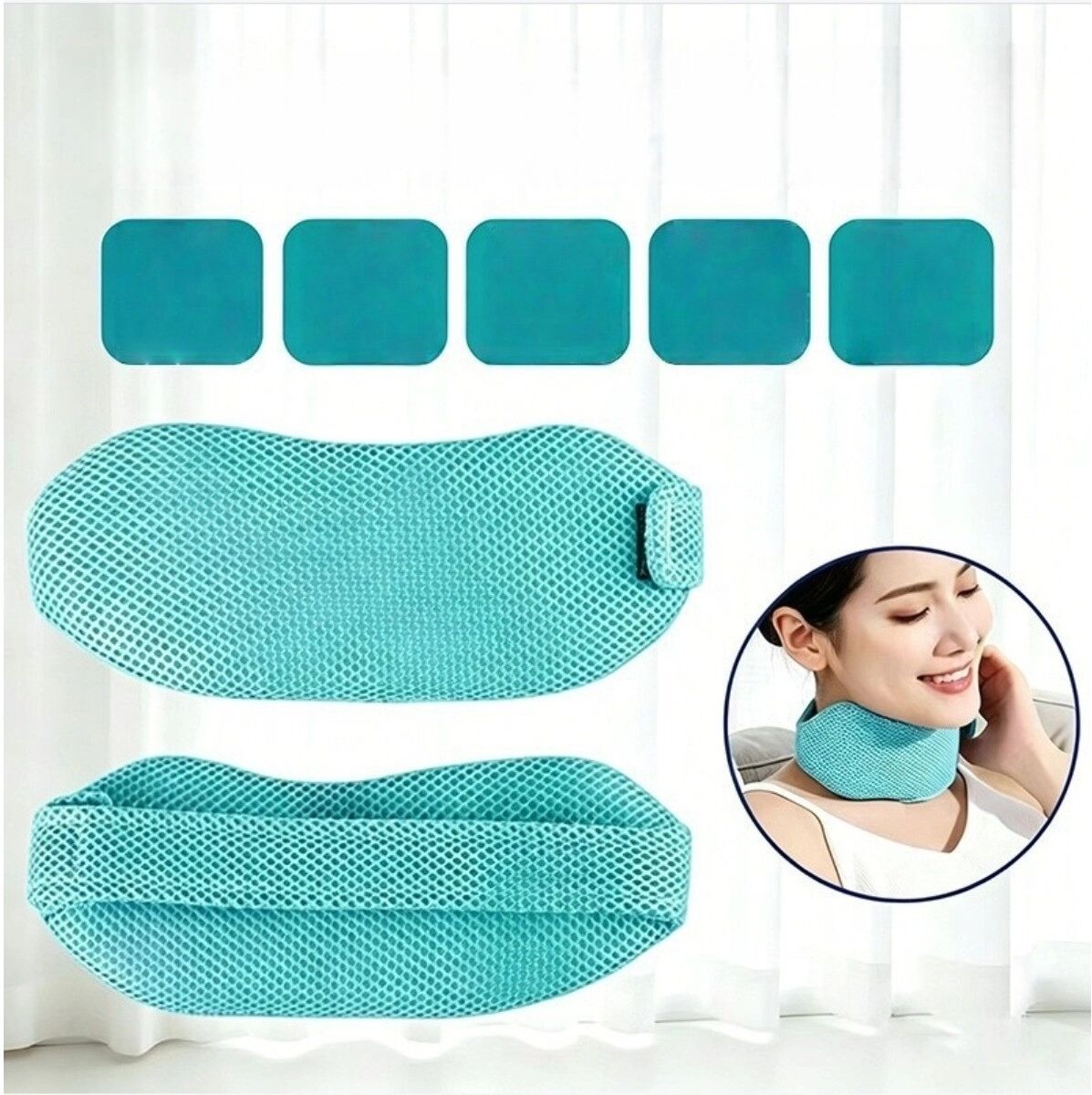 INF Bande mentonnière anti-ronflement – Sangle respirante en mesh, intérieur élastique, bleu marine, pour tour de cou 30-40cm
