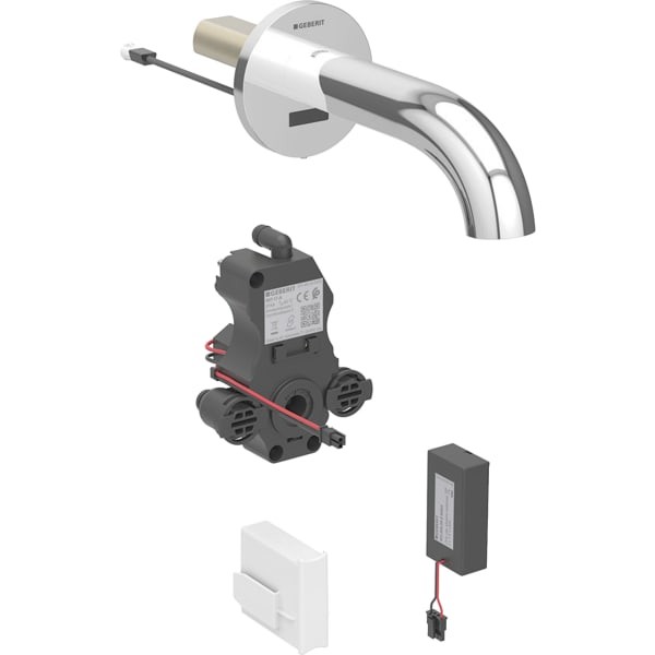 Geberit Waschtischarmatur Piave, Wandmontage mit UP-Funktion Batt. L 17cm mit Mischer, 116264211 116264211