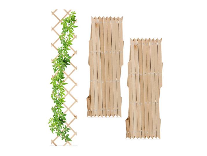 Relaxdays Rankgitter Natur 3er-Set ausziehbar, Hellbraun, Holz, 30x180x1.5 cm, Dekoration, Gartendeko, Rankgitter