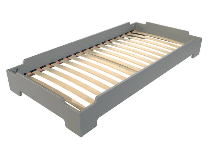 Lit Empilable 90x200 - 1 place en Bois Massif 90x200 Gris