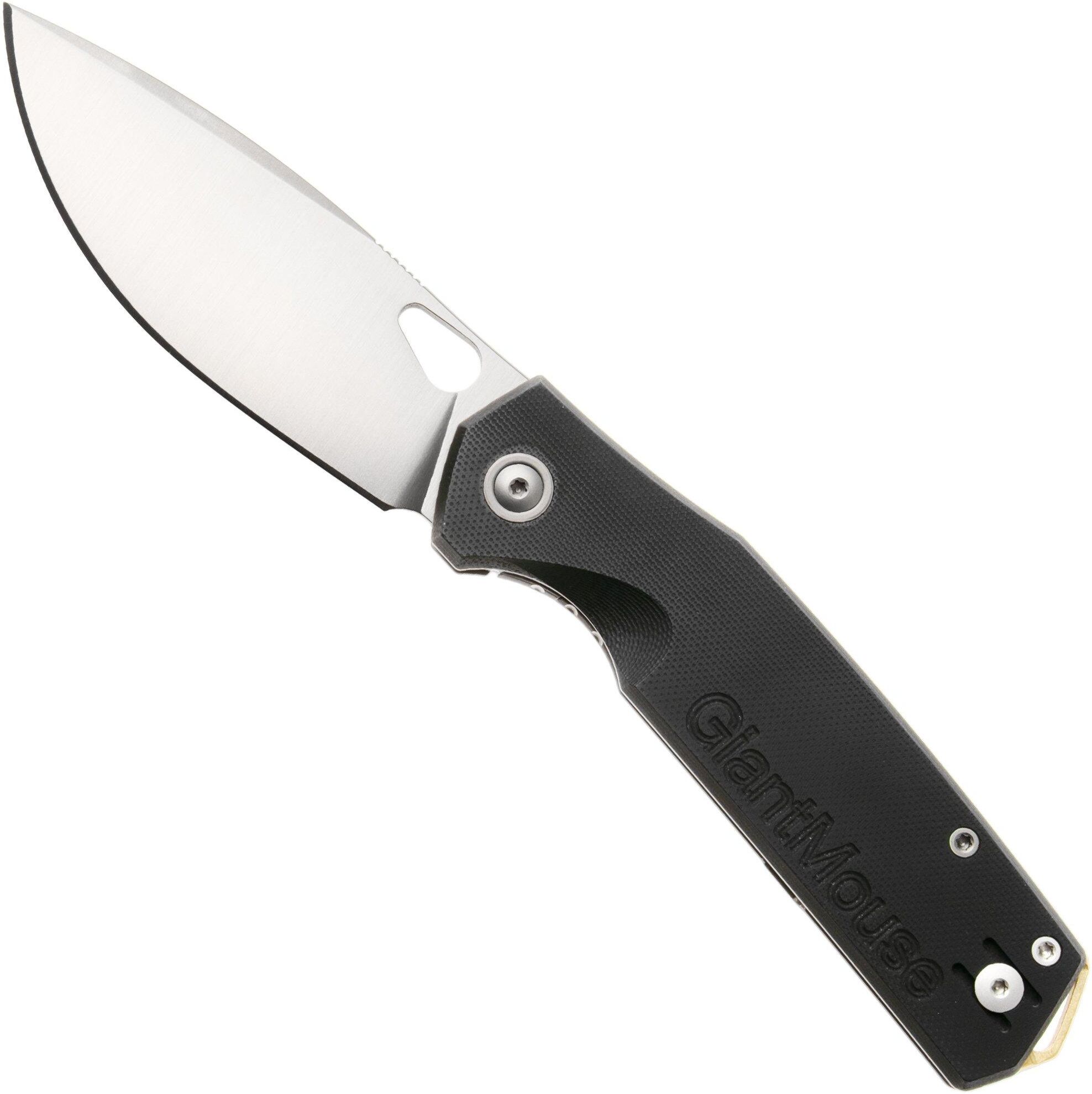 GiantMouse Zoobie ZOOBIE-BLACK-G10 Satin Elmax, Black G10 &amp; Titanium coltellino tascabile