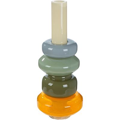 Tischvase GILDE "Vase Stack mehrfarbig H. 40 cm", bunt (mehrfarbig), B:16cm H:40cm T:16cm Ø:16cm, Glas, Vasen, Dekovase, Glas, stapelbar, Blumenvase, platzsparend, modern