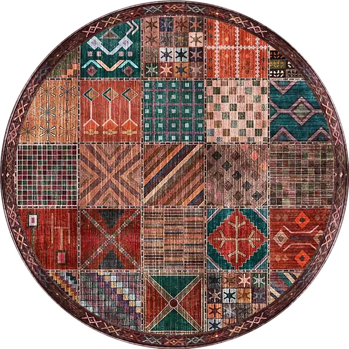 Rond Vloerkleed Vintage Patchwork Veelkleurig Ø 200 cm