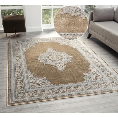 Teppich OTTO HOME "Banli, Vintage-Look, Orient-Optik", beige, B:240cm H:9mm L:320cm, Kunstfaser, Teppiche, Teppich, dezenter Glanz, Schrumpf-Garn-Effekt, Wohnzimmer, Schlafzimmer