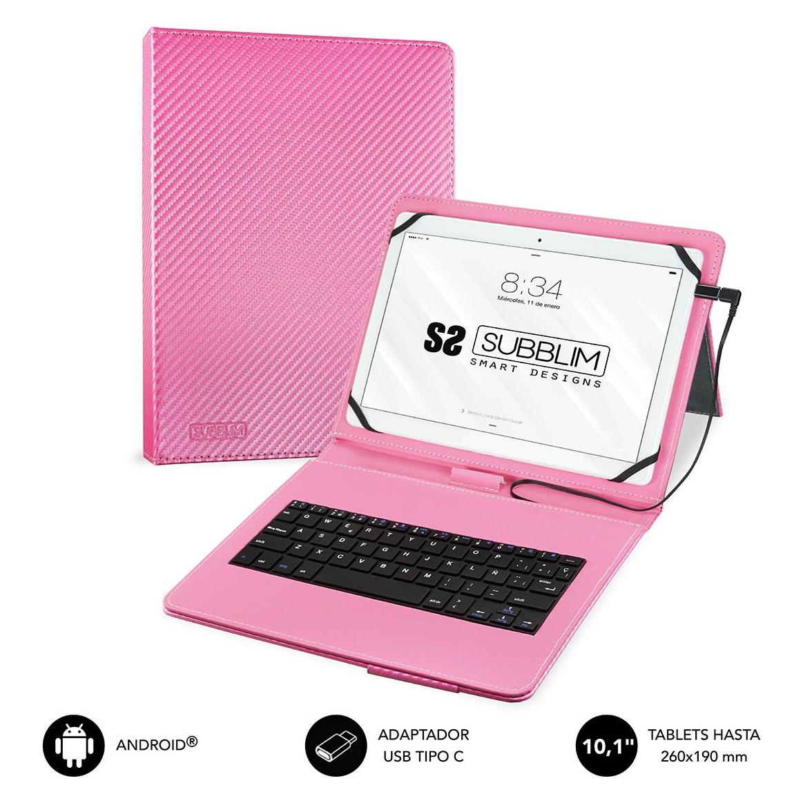 Subblim FUNDA TABLET KEYTAB PRO USB 10,1" PINK (ES) (SUB-KT1-USB003)