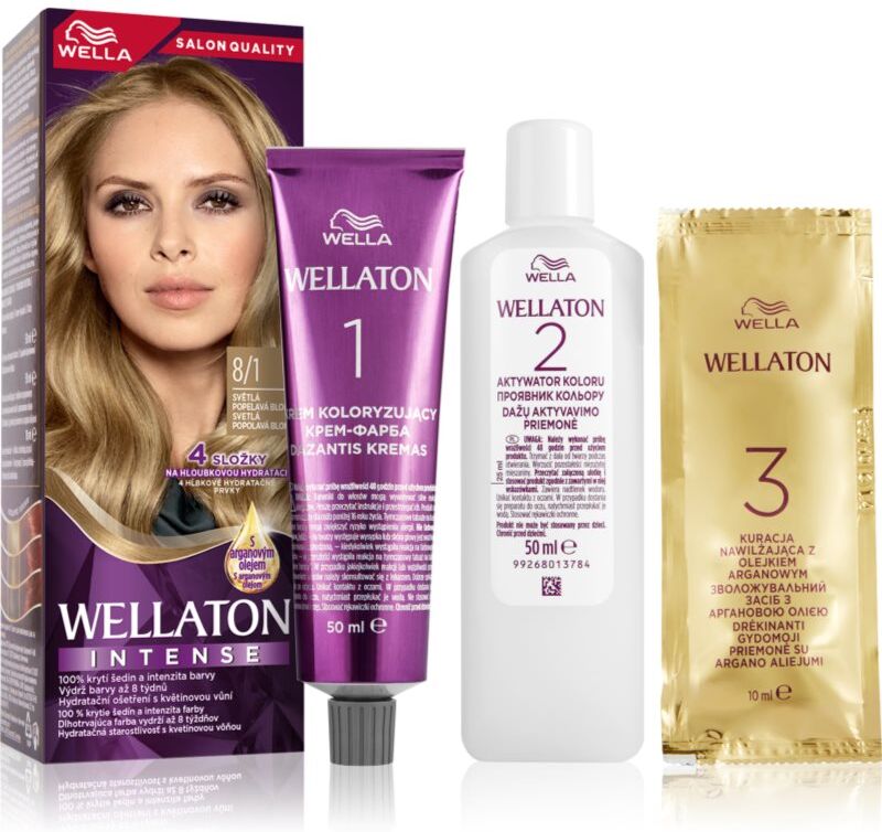 Wella Wellaton Intense Permanent-Haarfarbe mit Arganöl Farbton 8/1 Light Ash Blonde 1 St.
