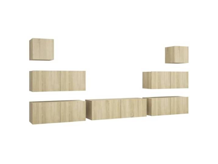 LKJephalotrop 7-TLG. TV-Schrank-Set Hängend, Sonoma-Eiche Holzwerkstoff Moderne Wohnzimmermöbel zur Wandbefestigung bieten reichlich Stauraum für Mediengeräte und Zubehör im Schlafzimmer.