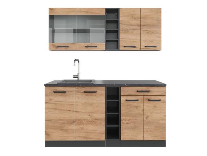 Cuisine R-Line 160cm sans PT Chêne de force doré/Anthracite Vicco 37619