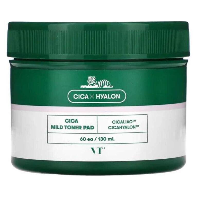 VT Cosmetics VT Cica Mild Toner Pad, 60 pads (Gesichtswasser, Reinigungstücher Gesicht, 130 ml) (VT Cosmetics)