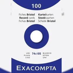 Exacompta 13300B 10x Karteikarten blanko DIN A7 100 St - mit Faltschachtel - Weiß