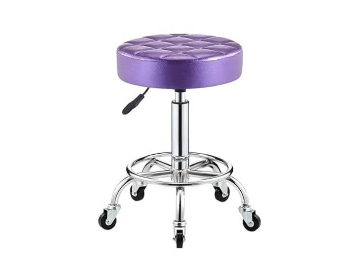 HANELREEZD Runde Rollhocker mit hydraulischer Fußstütze bürohocker Metallhocker höhenverstellbar, for Home Office Shop