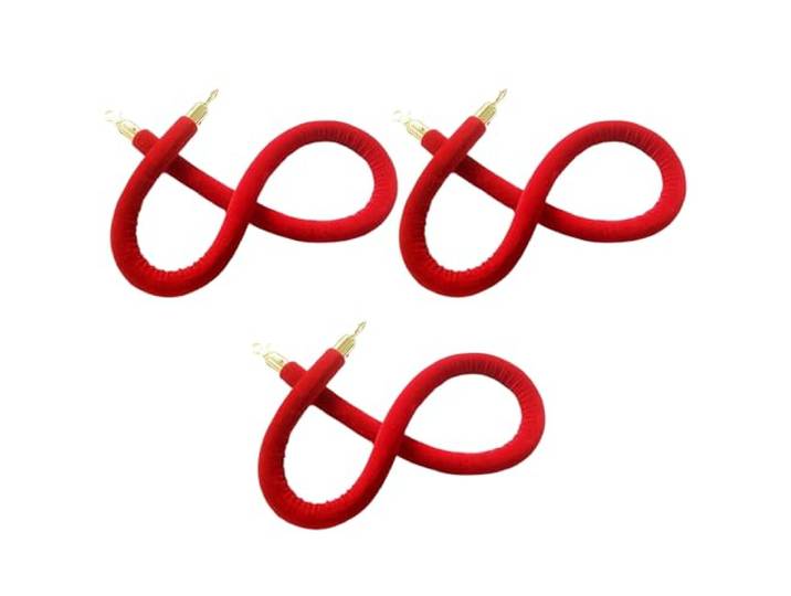 Rungenseil aus Samt mit goldenen Haken – Massenkontrolle for Warteschlangen bei Veranstaltungen, Theatern und Ausstellungsräumen(3 Pack 180cm/70.9in)