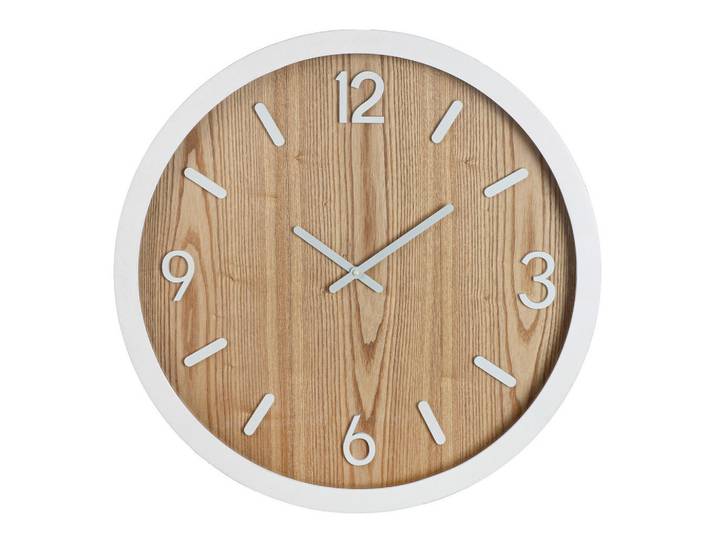 Wanduhr Arlington, Weiß, Hellbraun, Metall, 5 cm, Dekoration, Uhren, Wanduhren