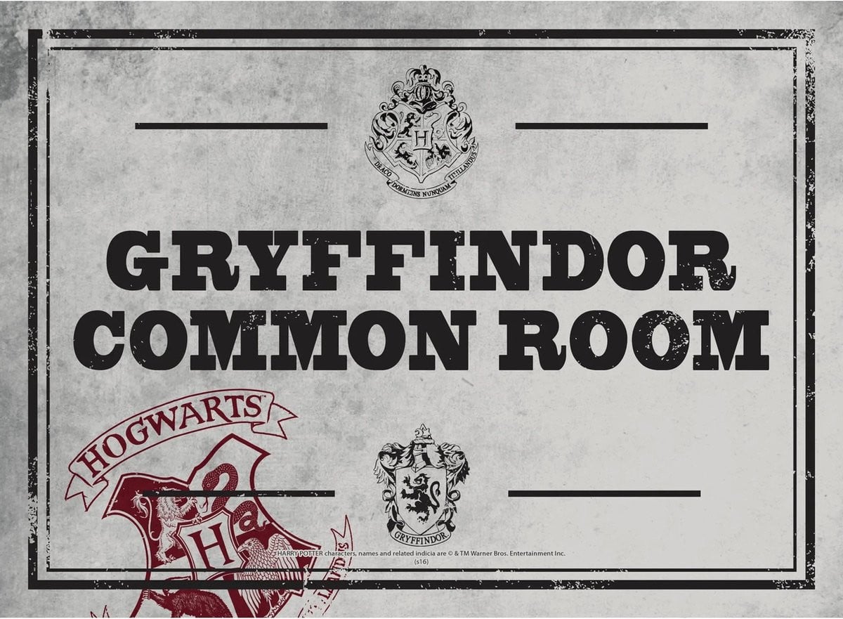 Half Moon Bay Harry Potter Gryffindor Common Room Klein Tinnen Bordje