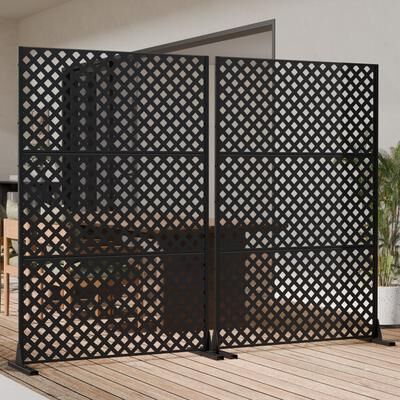 Lirago 2Pcs Outdoor Freestanding Metal Privacy Screen Decorative Partition Panel for Patio Garden Balcony