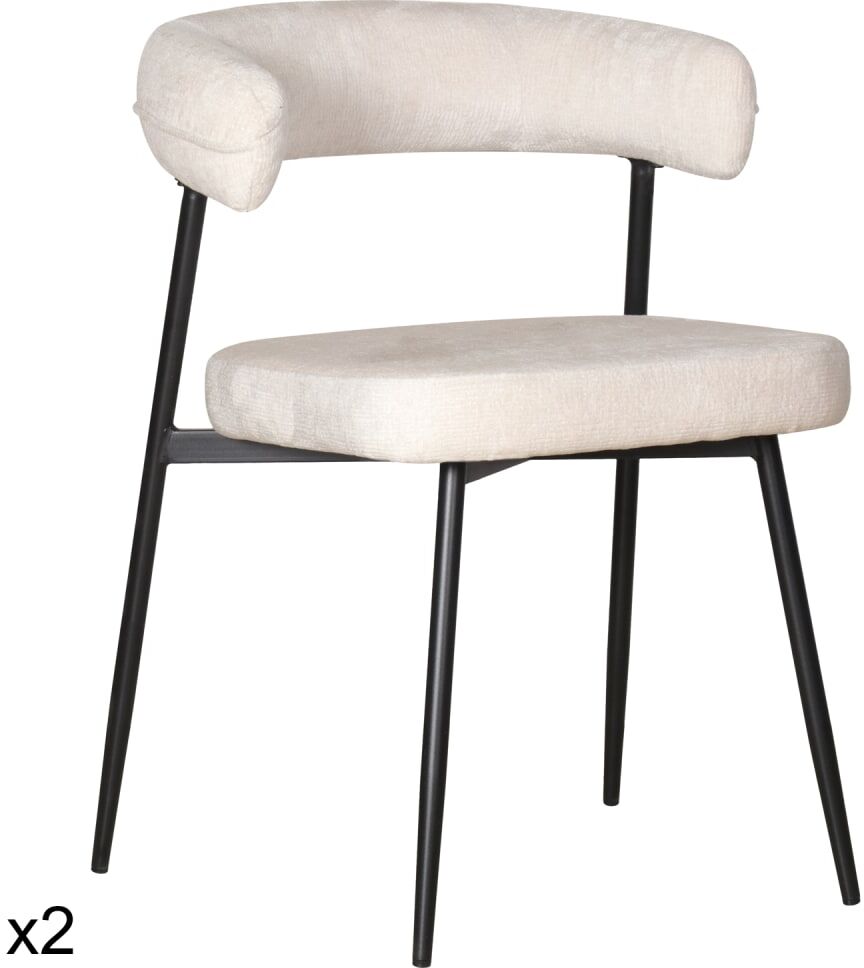 Happy Garden Lot de 2 chaises en tissu beige Beige 58x76x55cm