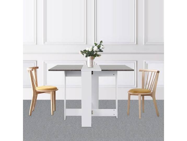 Table de Salon Pliante - Blanc/Béton - 103 x 76 x 73 4 cm
