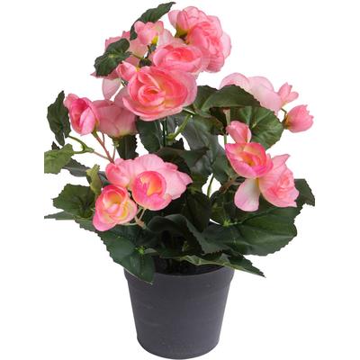 Kunstblume BOTANIC-HAUS "Begonienbusch mit 7 Stielen", pink (hellpink), B:18cm H:26cm T:18cm Ø:18cm, Kunststoff, Kunstpflanzen