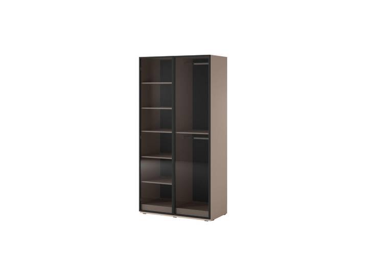 Ravio Kleiderschrank ZEN (Modular, Beige Matt, Getöntes Glas Antisol, 2-türig), Kunststoff, Eiche, 6 Fächer, Rechteckig, 101x200x51 cm, Schlafzimmer, Kleiderschränke