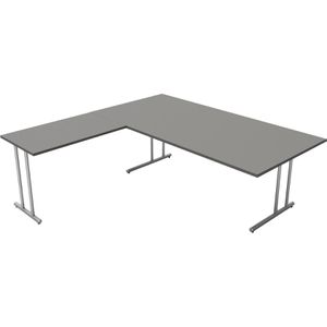 Kerkmann Schreibtisch start up, graphit / silber, L-Form, 200 x 75 x 200 cm