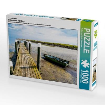 CALVENDO Puzzle Boot im Watt | 1000 Teile Lege-Größe 64 × 48 cm Foto-Puzzle für glückliche Stunden