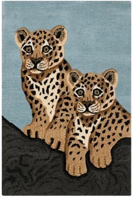 Handmade SAFAVIEH Wildlife Leopard Cubs Wool Rug - 2' x 3'