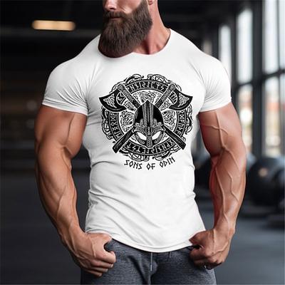 Herren T-Shirt Viking Grafik Söhne von Odin Nordische Mythologie Kurzarm