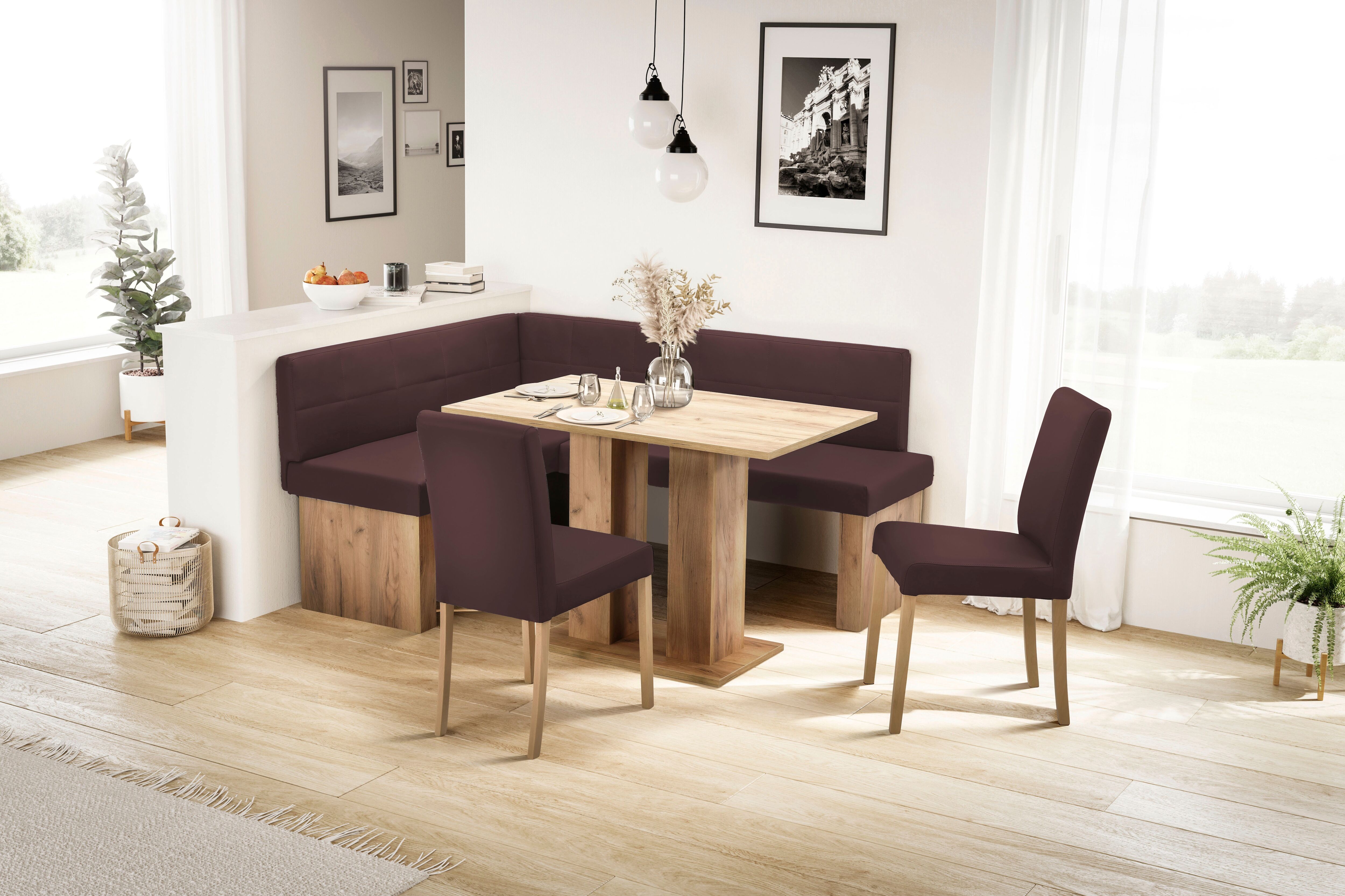 Eckbank MASSIVLINE & MORE "Anna 2", braun (braun, holzwerkstoff golden oak), B:130cm H:83cm T:169cm, Holzwerkstoff, Kunstleder, Sitzbänke, Eckbank, Breite 169 cm braun, holzwerkstoff golden oak B/H/T: 130cm x 83cm x 169cm, Kunstleder, langer Schenkel rech