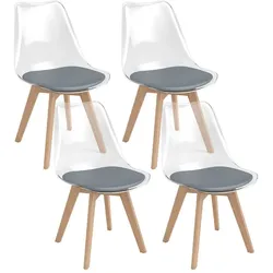 Helloshop26 - 4er-Set Esszimmerstühle 47 x 52 x 81 cm optimaler Komfort modernes Design transparent graues Buchenholz 20_0017026