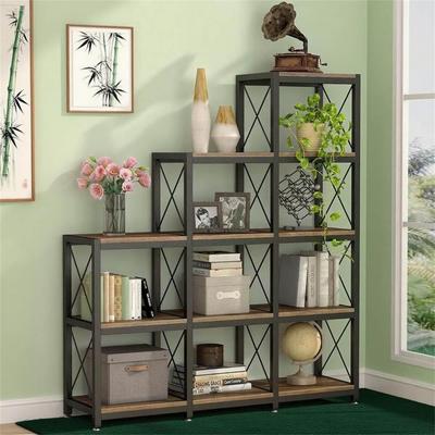 DEVERA Vintage Industrial 9-Cube Ladder Bookcase
