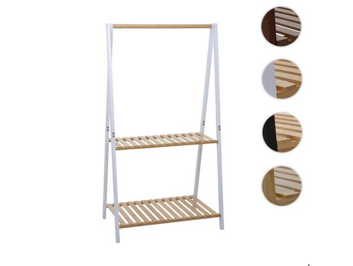 Étagère à plantes en bambou HWC-Q32 130 x 70 x 44 cm couleur nature-blanc