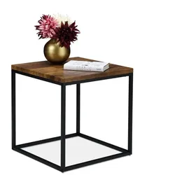 Relaxdays Beistelltisch Industrial Design Dunkelbraun,Schwarz