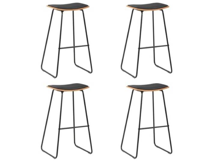 VIHHQGC Barhocker Set 4 STK. Schwarz Kunstleder Sperrholz Stahl Küche, Esszimmer, belastbar 110 kg, pflegeleicht, modernes Design