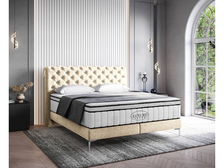 Boxspringbett Moonda 160 x 200cm Samt Cloe Beige