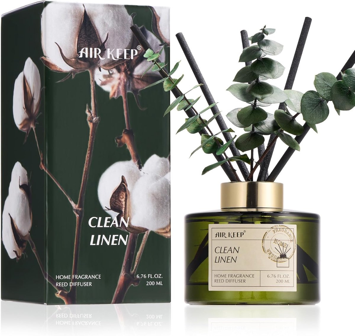 Airkeep Reed Diffuser Set Clean Linen - Geurverspreider met stokken - 200ml