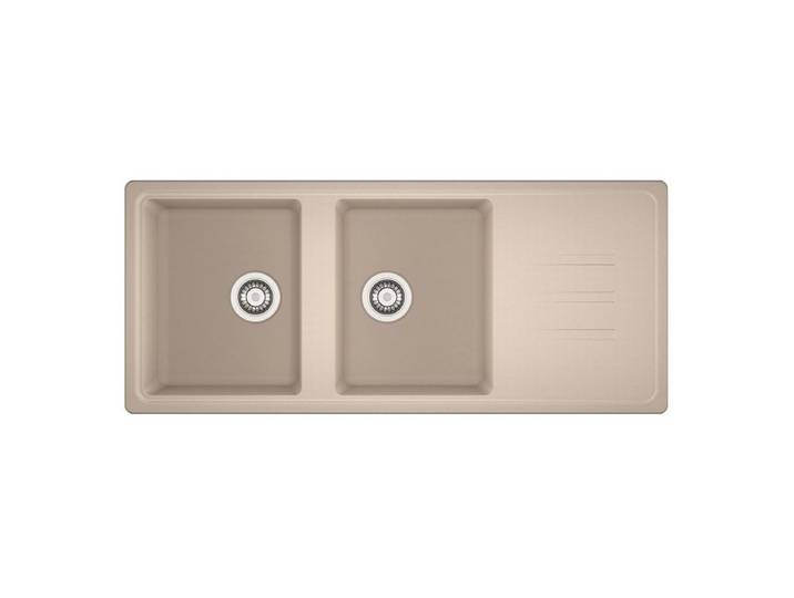 Evier granit 2 bacs MALTA 116 x 50 cm taupe