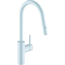 KLUDI E-GO VOICE Elektronische Spültisch-Einhebelarmatur, schwenkbarer Auslauf, mit Geschirrbrause, 423005377, Farbe: Mattweiß