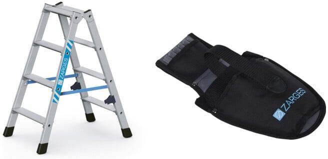 ZARGES Set Stufen-Stehleiter Z 300 gebördet 2 x 4 Stufen + Werkzeugtasche