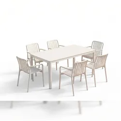 KAWOLA Gartenmöbel Set MIAVA 7-tlg. Stahl cremefarben