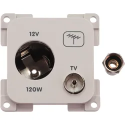 Inprojal System 10.000 Kombi Steckdose 12V mit TV  5 mm hellgrau