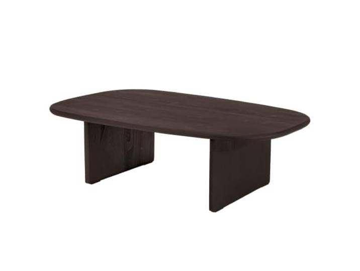 home24 Couchtisch Massivholz Schwarz 70 x 110 x 33 cm Ovale Form, Akazie, lackiert, natürliches Design